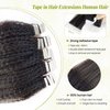 Kinky Straight Tape in Extensions, Tape in Hair Extensions Real Human Hair Black Women Kinky Straight Tape ins, 14 Inch 20Pcs Seamless Invisible Tape in Hair Extensions Double Sided Tape Hair 50G