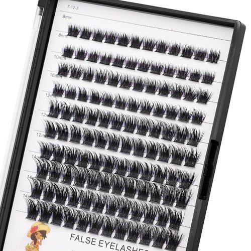 Bodermincer 120pcs 8-10-12-14mm Mixed,10-12-14-16mm Mixed Segment Clusters Individual Lashes Professional Makeup Individual Cluster EyeLashes Grafting Fake False Eyelashes Eyelash Extension Individual