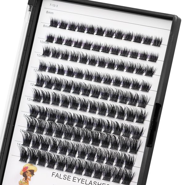 Bodermincer 120pcs 8-10-12-14mm Mixed,10-12-14-16mm Mixed Segment Clusters Individual Lashes Professional Makeup Individual Cluster EyeLashes Grafting Fake False Eyelashes Eyelash Extension Individual
