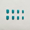 Square Press on Nails Short Fake Nails Cyan False Nails with Solid Color Design Full Cover Acrylic Nails Glossy Glue on Nails Cute Press on Nails Stick on Nails for Women and Girls DIY Manicure 24Pcs