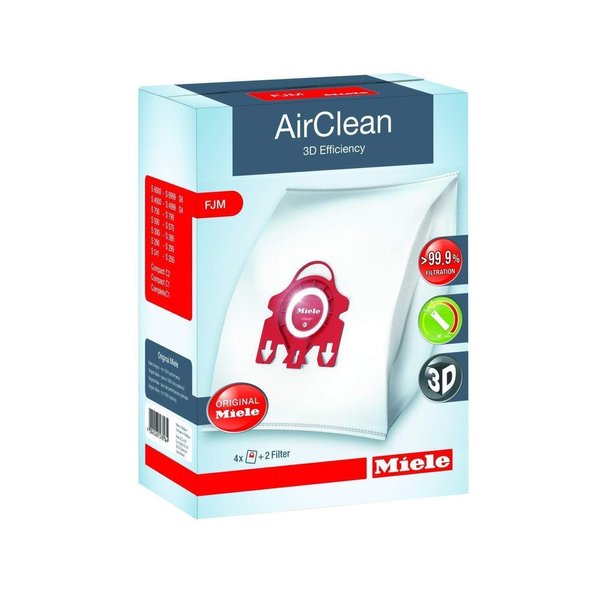 Genuine Miele Vacuum Cleaner AirClean Dust Bags Type FJM Pack of 4
