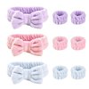 Redvigh 9Pcs Face Wash Headband Wristband Set Bow-Knot Headband and Wrist Bands Set Prevent Water Running Down for Women washing face Skincare