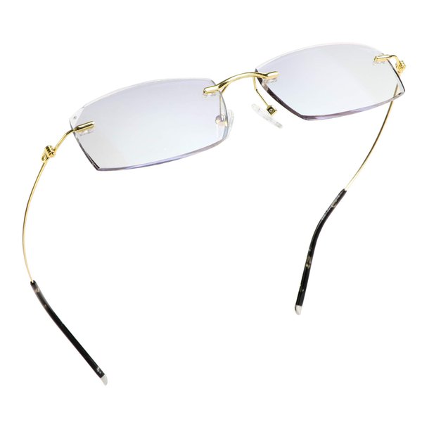 LifeArt Blue Light Blocking Glasses, Computer Reading Glasses, Anti Blue Rays, Reduce Eyestrain, Rimless Frame Tinted Lens with diamond, Stylish for Men and Wowen (+1.50 Magnification)