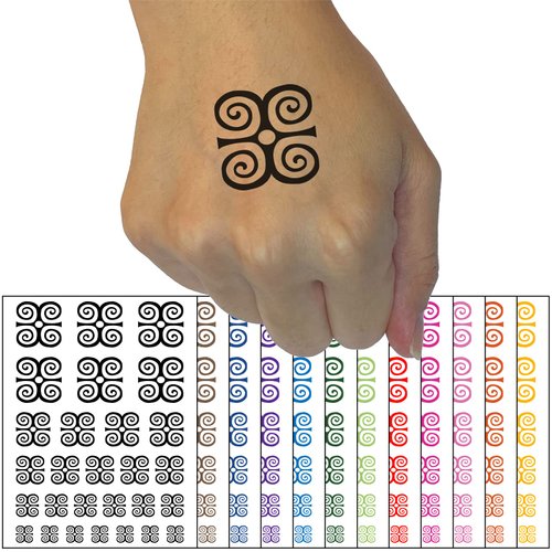 Dwennimmen Adinkra African Strength Humbleness Temporary Tattoo Water Resistant Fake Body Art Set Collection - Black (One Sheet)