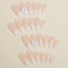 French Tip Press on Nails Medium Almond Fake Nails White False Nails with Design Cute Charms Bow Heart Stick on Nails Full Cover Glossy Acrylic Glue on Nails Artificial Nails for Women Manicure 24Pcs