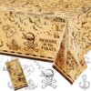 Irenare Pirate Party Tablecloth Treasure Map Tablecover Plastic Island Treasure Table Covers Pirate Nautical Party Supplies for Treasure Theme Birthday Party Decoration, 54 x 108 Inches (1 Piece)