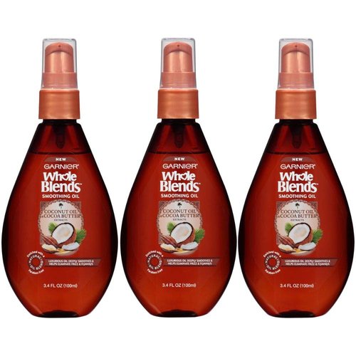 Garnier Hair Care Whole Blends Smoothing Oil with Coconut Oil & Cocoa Butter Extracts, 3.4 Fl Oz (3 Count)