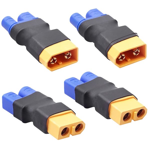 Youme 4pcs EC5 to XT60 Adapter Male Female Connector Plug Set Compatible with Arrma E-flite RC Car Truck Airplane Lipo Battery ESC Balance Charger Motor Controller