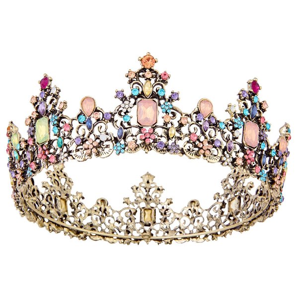 Vofler Crowns for Women, Vintage Queen Baroque Tiara Crystal Rhinestone Hair Jewelry Cake Topper for Princess Ladies Girls Bridal Bride Prom Birthday Wedding Pageant Halloween Mermaid Costume Party