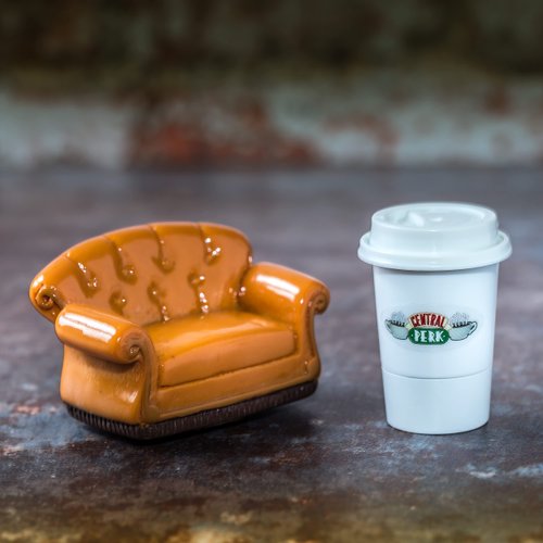 FRIENDS TV Show Central Perk Sofa & Cup Lip Balm Duo, Strawberry & Vanilla Scented, Sweet, Fruity Hydration, Sofa & Cup Molded Lip Set, Iconic Friends TV Series Themed Gift, Novel, Nostalgic