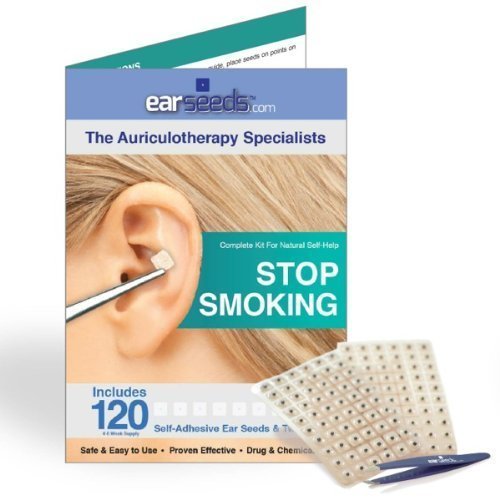 Stop Smoking Ear Seed Kit- 120 Ear Seeds, Stainless Steel Tweezer by EarSeeds.com