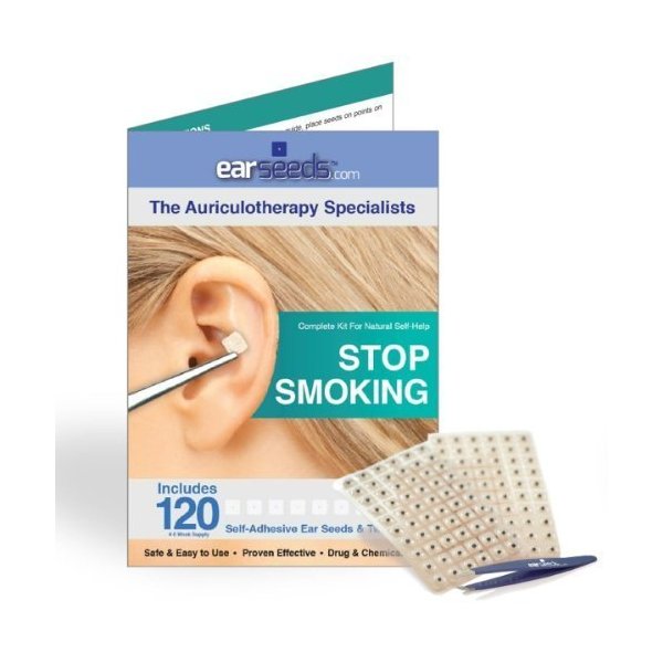 Stop Smoking Ear Seed Kit- 120 Ear Seeds, Stainless Steel Tweezer by EarSeeds.com