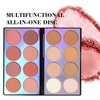 Joyeee Blusher Contour Highlighter Makeup Palette, 16 Color All-in-One Matte- Bronzer Facial lluminator Palette with Makeup Brush, Long Lasting and Soft Powder, Pro Makeup Powder Kit