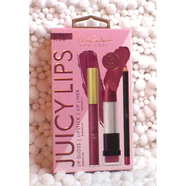 Nicole Miller Juicy Lips, Lip Gloss, Lipstick, Lip Liner 3 pieces (Berry Plum)