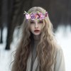 Vivivalue Wedding Flower Crown Girl Flower Headband Hair Wreath Floral Headpiece Halo Party Prom Photos Purple