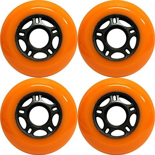 Player's Choice Outdoor Inline Skate Wheels 89a 4-Pack - Choose Size, Color, and Bearings (Orange, 72mm 4-pk (No Bearings))