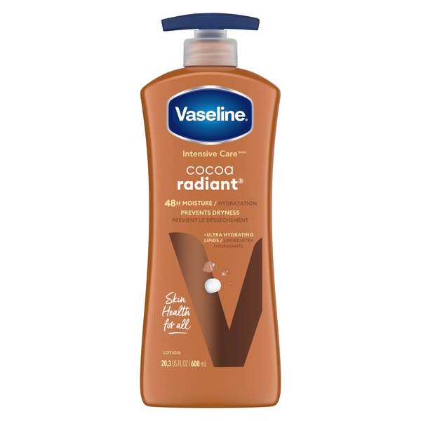Vaseline Intensive Care Body Lotion for Dry Skin Cocoa Radiant Lotion Made with Ultra-Hydrating Lipids and Pure Cocoa Butter for a Long-Lasting, Radiant Glow 20.3 oz