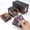 AFIING MTG Commander Card Storage Box - Fits 200 Double Sleeved Cards,3-in-1Card Deck Case,Strong Magnet Card Organizer For Magic Commander TCG CCG,4Dividers &2 Toploaders, Black/orange