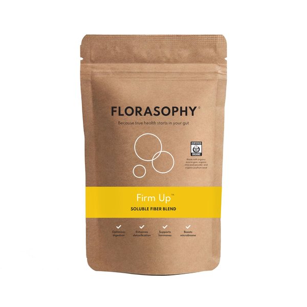 Florasophy Firm Up Organic Soluble Fiber Supplement for Digestive Gut Health, Diarrhea Control & IBS Relief, Gluten Free Vegan Prebiotic Powder, One Month Supply