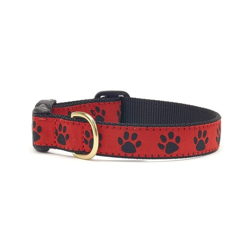 Up Country REBCQ2N Red Black Paw Pet Collar - Small Narrow