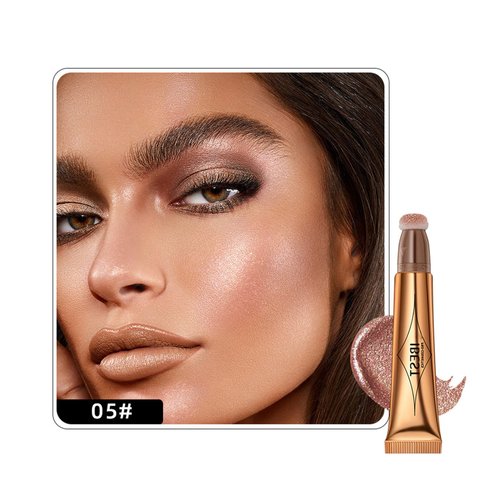 MAEPEOR Liquid Highlighter Stick Rose Cream Liquid Highlighter Wand Smooth and Lightweight Blendable Liquid Highlighter Stick With Cushion Applicator (5# Rose)