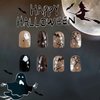 Halloween Square Fake Nails Spider Web Press on Nails Short Ghost Designs Halloween False Nails with Bat Full Cover Glue on Nails Cute Halloween Acrylic Nails Press ons for Women Girls 24Pcs