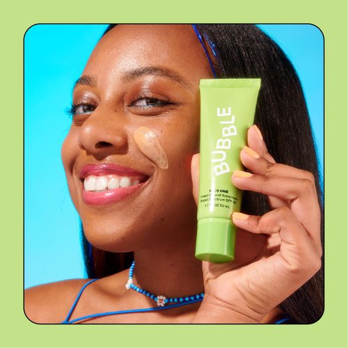 Bubble Skincare Plus One Daily Mineral Face Sunscreen Broad Spectrum SPF 40 - Tinted Sunscreen with Zinc Oxide & Omega 3 Fatty Acids - Hydrating & Blurring Tinted Sunscreen for All Skin Types (50ml)