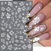 3D Hibiscus Flower Nail Stickers for Nail Art, Flowers Nail Art Stickers Self Adhesive Gold Pink White Nail Art Design Flowers Decals Pegatinas para Uñas Stickers for Women Nail Decoration 4Sheets