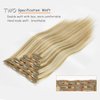 Caliee Real Hair Extensions Clip in Human Hair Natural Silky Straight Hair Extensions Balayage Clip in Hair Extehsions Golden Brown #10 Mixed Bleach Blonde #613 140g 7Pcs 22inch