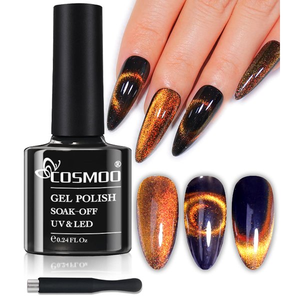 COSMOO 9D Cat Eye Gel Nail Polish, Magnetic Gel Nail Polish with Double Magic Colors Cat Eye Effect (9D Cat Eye Gel-08)