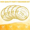 Gold Birthday Decorations 70th Party Tableware Set 1954 70th Theme Birthday Party Table Decoration Supplies Cheers to 70 Years Paper Plate Napkin Tablecloth for Birthday Anniversary Party Supplies