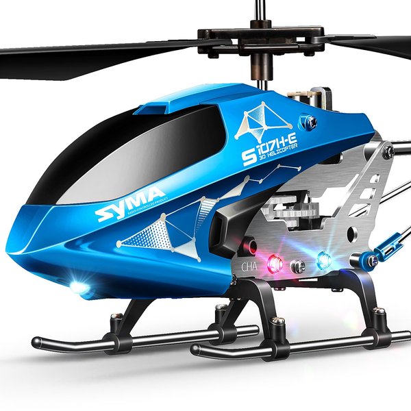 SYMA Remote Control Helicopter, S107H-E Aircraft with Altitude Hold, One Key take Off/Landing, 3.5 Channel, Gyro Stabilizer and High &Low Speed, LED Light for Indoor to Fly for Kid and Beginner Blue