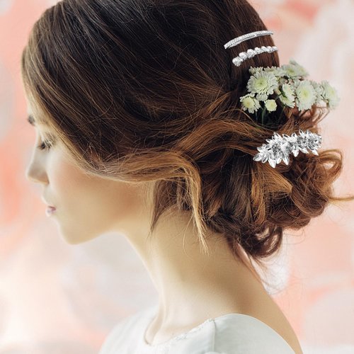 4 Pieces Rhinestone Bridal Hair Clip, Pearls Wedding Hair Pins Crystal Hair Clips, Rhinestone Jewelry Barrette Elegant Hair Accessories for Brides Bridesmaids Flower Girls…