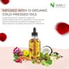 VoilaVe Organic Rose Multi-Use Oil, Moisturizer for Face, Body, Hair - Vitamin E, Sweet Almond Oil Blend - Dry Skin, Scalp, Nail Care - Infused with Rose Petals & Bergamot Essential Oil - 4 Fl Oz