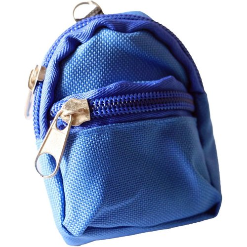 Mini Doll Zipper Backpack,Cute School Bag Model Dollhouse School Accessory for 1/6 Scale Dollhouse,Dolls Accessories Costume Ornament Photography Props,Keys Purse Dollhouse Accessories (Blue)