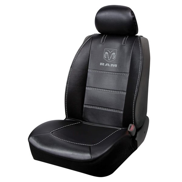 PLASTICOLOR 008628R25 RAM 3-Piece Deluxe Sideless Seat Cover - Gray Logo - 1 Ea, Black