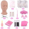 Pretty memory Eyelash Extension Kit, Lash Mannequin Head with Removable Eyelids Silicone Practice Set, Eyelash Kit Extension Training Kit for Makeup and Eyelash Graft
