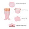 Durio Kids Soccer Socks Soft Toddler Girls Soccer Socks Cozy Cotton Boys Soccer Socks Cute Girls Knee High Socks Blue/Black with White Stripes