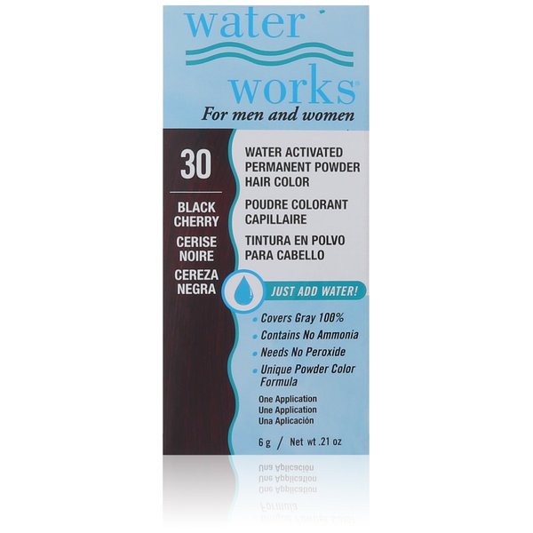 Water Works Water Activated Permanent Powder Hair Color for Men and Women, 30 Black Cherry