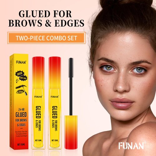 FUNAN Eyebrow Gel,Clear Brow Gel,Glued for Brows & Edges, for Styling Brows,16ml (2 pack)