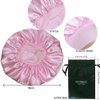 VEYRNEIC Hair Satin Bonnet for Sleeping Shower Caps Silk Chemo Caps with Wide Elastic Band Night Sleep Cap Bonnets for Black Women Braids with Satin Storage Bag (Pink)