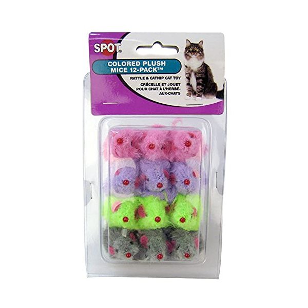 Spot Colored Fur Mice Cat Toys (3 Pack)3