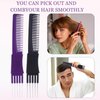 AxiyanX 2PCS Metal Comb,Hair Teasing Comb With Metal Prong,Comb With Metal Pick,Hair Picks for Women,Teasing Combs for Women,Teasing Comb for Fine Hair(black and Purple)