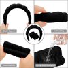 Casoty Black Puffy Headband and Wristbands Set, Skincare Headbands, Spa Headband and Wristband Set, Makeup Hair Band for Face Washing Shower Yoga