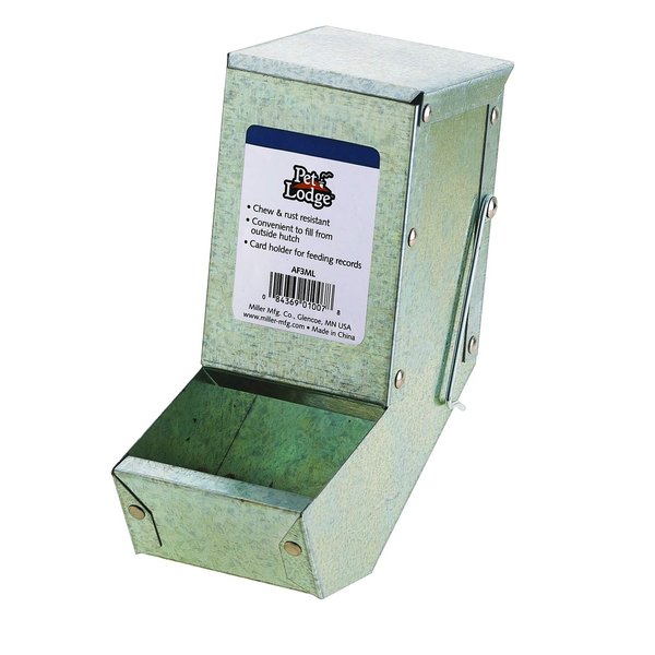 Pet Lodge® Steel Small Animal Feeder with Lid | Cage Rabbit Feeder | Holds Several Days Worth of Food | 3 Inch