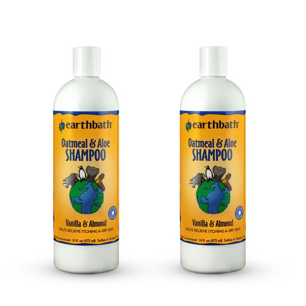 earthbath, Oatmeal & Aloe Dog Shampoo - Oatmeal Shampoo for Dogs, Itchy, Dry Skin Relief, Dog Wash, Made in USA, Cruelty Free Pet Shampoos - Vanilla & Almond, 16 Oz (2 Pack)