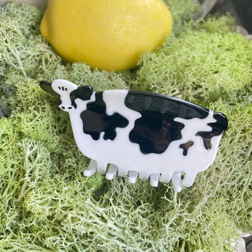 Generic Cow Hair Clip ，Animal Cow Shape Hair Clips ，Acetate Animal Barrettes For Girls，Women'S Hair Dairy Cow Claw Clip Accessories. (Cow), Clear