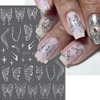 4 Sheets Y2K Butterfly Nail Stickers,Silver Metal Butterflies Heart Nail Art Stickers 3D Abstract Lines Hollow Hearts Star Nail Decals for Women Nail Decor Nail Designs Nail Accessories