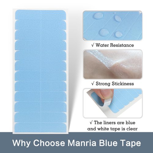 Manria Hair Extension Tape Double Sided Tape in Tape Replacement Pre-Cut 120 PCS Tape in Extension Replacement Tape #Blue 4x0.8CM/1.57x0.31IN