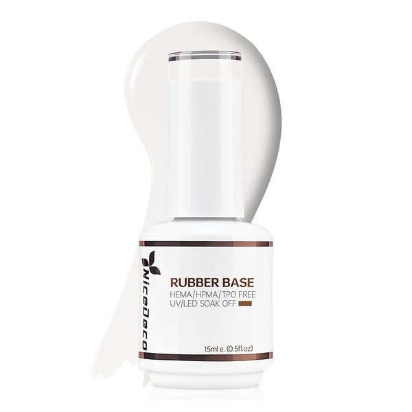 Nicedeco Rubber Base Gel for Nails Milky White Rubber Gel U V Color Base Gel Nail Polish 15ML 003
